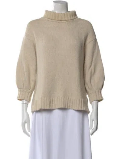 Pre-owned Goop G. Label Merino Wool Turtleneck Sweater In Neutral
