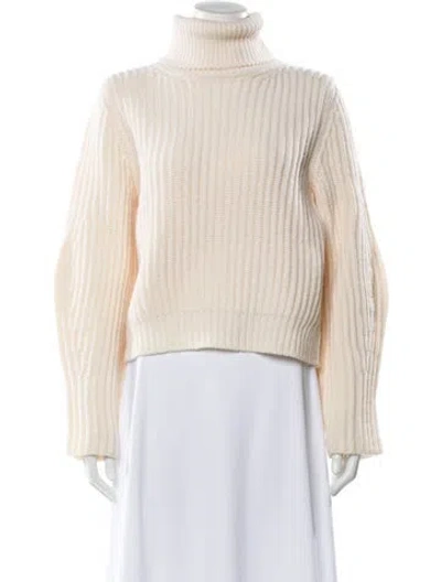 Pre-owned Goop G. Label Merino Wool Turtleneck Sweater In White