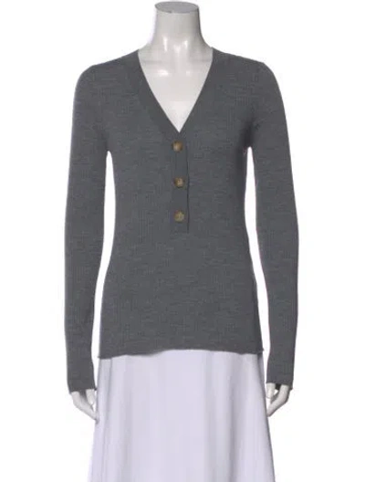 Pre-owned Goop G. Label Merino Wool V-neck Sweater In Gray