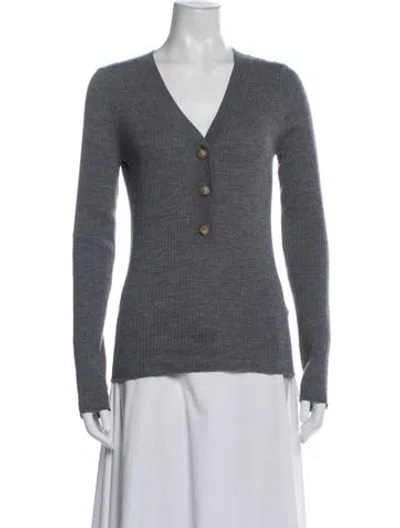 Pre-owned Goop G. Label Merino Wool V-neck Sweater In Gray