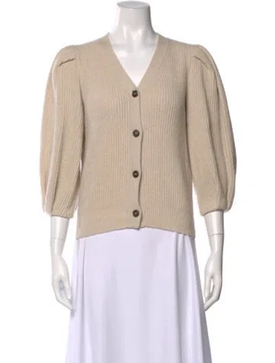 Pre-owned Goop G. Label Merino Wool V-neck Sweater In Neutral