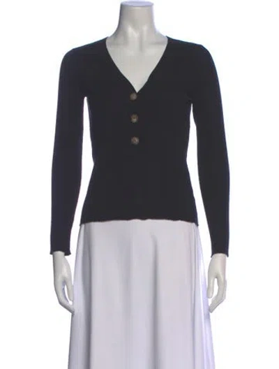 Pre-owned Goop G. Label Merino Wool V-neck Top In Black