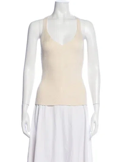 Pre-owned Goop G. Label Merino Wool V-neck Top In Neutral