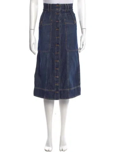 Pre-owned Goop G. Label Midi Length Skirt In Blue