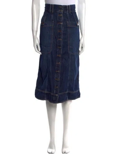 Pre-owned Goop G. Label Midi Length Skirt In Blue
