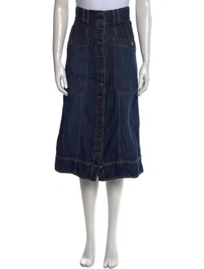 Pre-owned Goop G. Label Midi Length Skirt In Blue