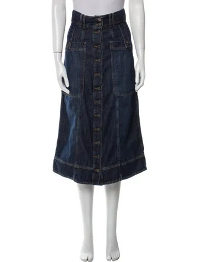 Pre-owned Goop G. Label Midi Length Skirt In Blue