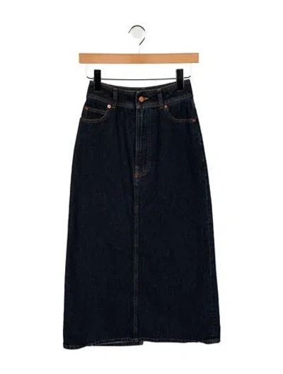 Pre-owned Goop G. Label Midi Length Skirt In Blue