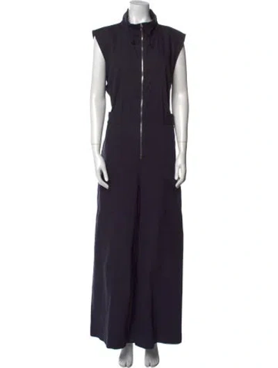 Pre-owned Goop G. Label Mock Neck Jumpsuit In Blue