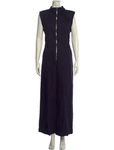 Pre-owned Goop G. Label Mock Neck Jumpsuit In Blue