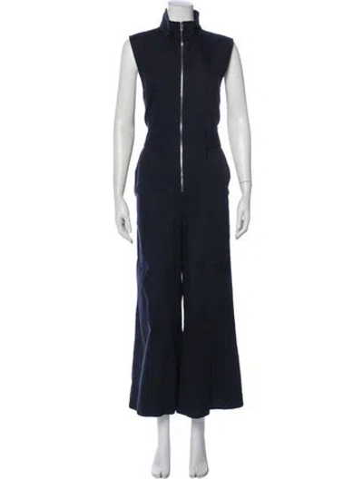Pre-owned Goop G. Label Mock Neck Jumpsuit In Blue