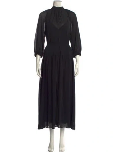 Pre-owned Goop G. Label Mock Neck Long Dress In Black