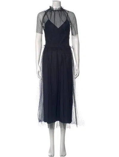 Pre-owned Goop G. Label Mock Neck Long Dress In Blue