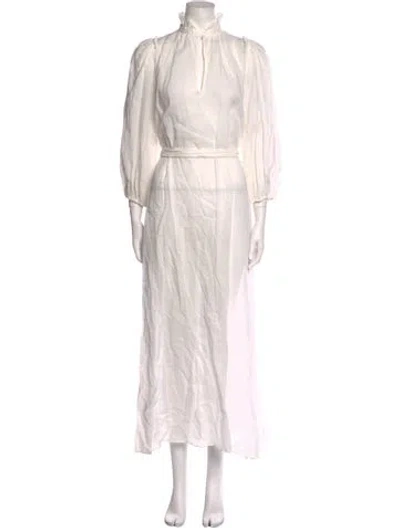 Pre-owned Goop G. Label Mock Neck Long Dress In White