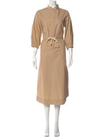 Pre-owned Goop G. Label Mock Neck Midi Length Dress In Neutral