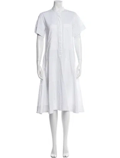 Pre-owned Goop G. Label Mock Neck Midi Length Dress In White