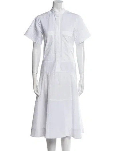 Pre-owned Goop G. Label Mock Neck Midi Length Dress In White