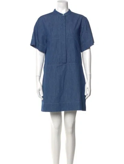 Pre-owned Goop G. Label Mock Neck Mini Dress In Blue