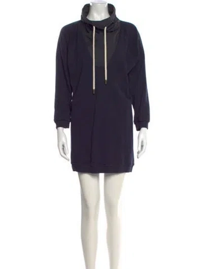 Pre-owned Goop G. Label Mock Neck Mini Dress In Blue