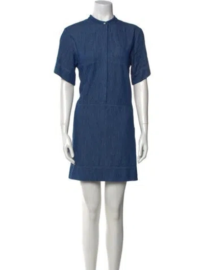 Pre-owned Goop G. Label Mock Neck Mini Dress In Blue