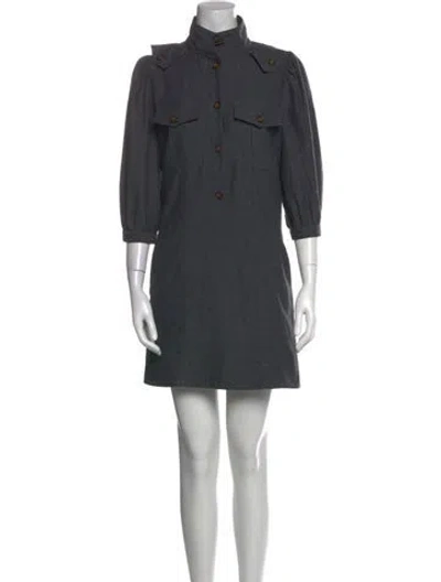 Pre-owned Goop G. Label Mock Neck Mini Dress In Gray
