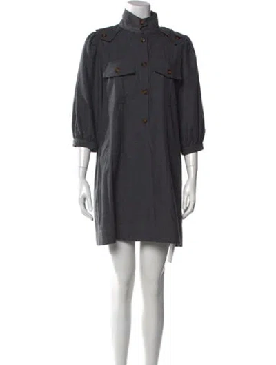 Pre-owned Goop G. Label Mock Neck Mini Dress In Gray
