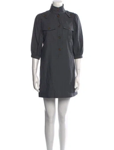 Pre-owned Goop G. Label Mock Neck Mini Dress In Gray