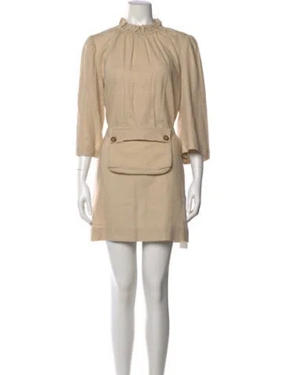 Pre-owned Goop G. Label Mock Neck Mini Dress In Neutral