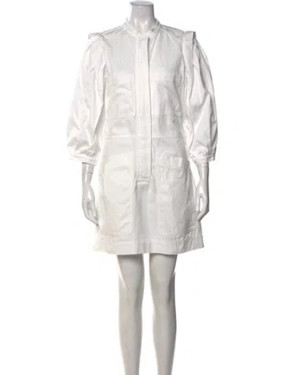 Pre-owned Goop G. Label Mock Neck Mini Dress In White