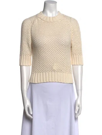 Pre-owned Goop G. Label Mock Neck Short Sleeve Crop Top In Neutral