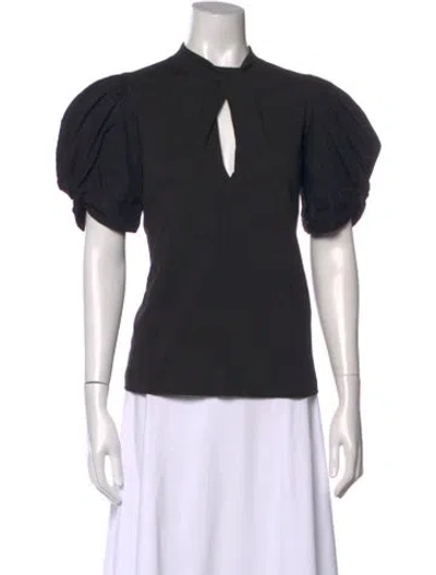 Pre-owned Goop G. Label Mock Neck Short Sleeve Top In Black