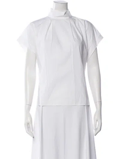 Pre-owned Goop G. Label Mock Neck Short Sleeve Top In White