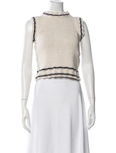 Pre-owned Goop G. Label Mock Neck Sweater In White