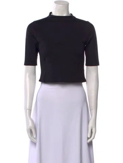 Pre-owned Goop G. Label Nylon Mock Neck Crop Top In Black