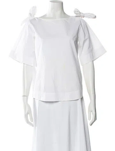 Pre-owned Goop G. Label Off-the-shoulder Short Sleeve Top In White