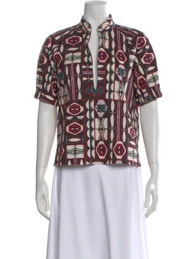 Pre-owned Goop G. Label Patterned Short Sleeve Top In Multi