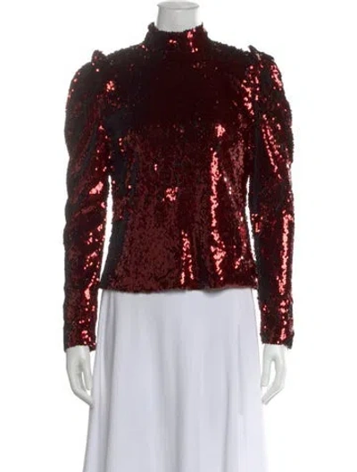 Pre-owned Goop G. Label Patterned Turtleneck Top In Red