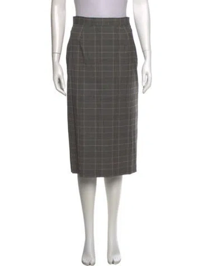 Pre-owned Goop G. Label Plaid Print Knee-length Skirt In Gray