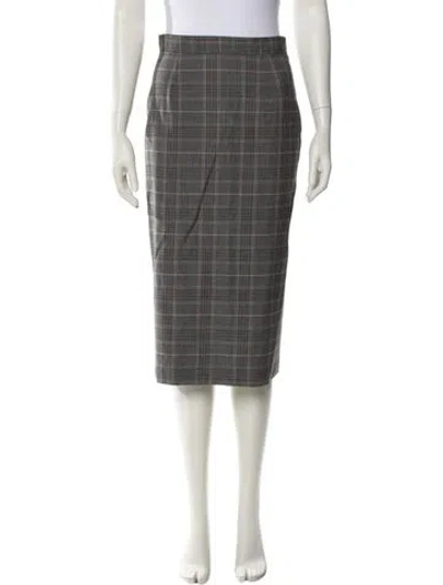 Pre-owned Goop G. Label Plaid Print Knee-length Skirt In Gray