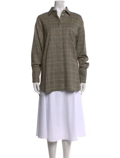 Pre-owned Goop G. Label Plaid Print Long Sleeve Button-up Top In Multi