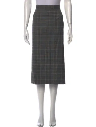 Pre-owned Goop G. Label Plaid Print Midi Length Skirt In Gray
