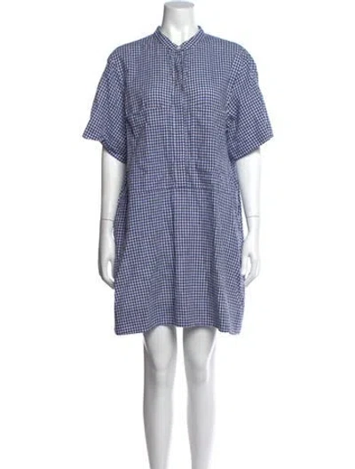 Pre-owned Goop G. Label Plaid Print Mini Dress In Blue