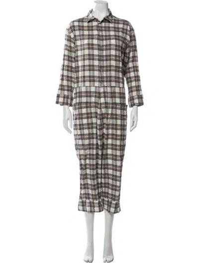 Pre-owned Goop G. Label Plaid Print Pajamas In Neutral