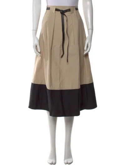 Pre-owned Goop G. Label Pleated Accents Midi Length Skirt In Neutral