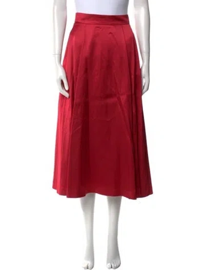 Pre-owned Goop G. Label Pleated Accents Midi Length Skirt In Red