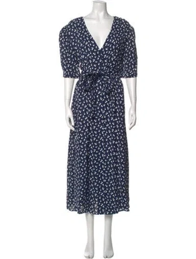 Pre-owned Goop G. Label Polka Dot Print Long Dress In Blue