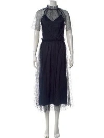 Pre-owned Goop G. Label Polka Dot Print Midi Length Dress In Blue