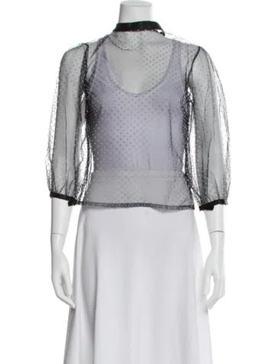 Pre-owned Goop G. Label Polka Dot Print Three-quarter Sleeve Blouse In Black