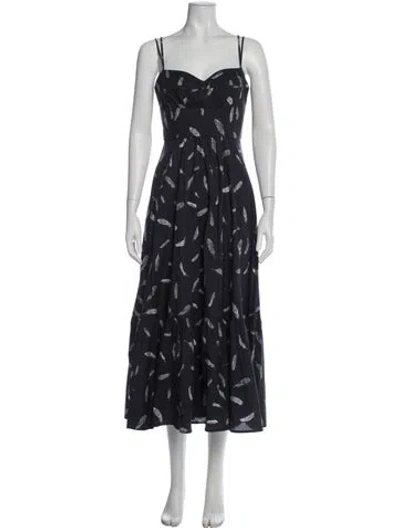 Pre-owned Goop G. Label Printed Long Dress In Blue