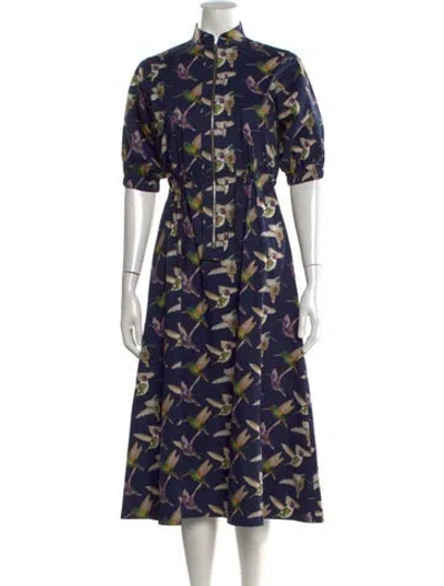 Pre-owned Goop G. Label Printed Long Dress In Blue